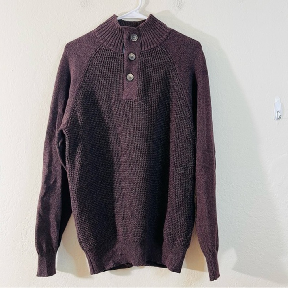 WEATHERPROOF Lone Sleeve Henley Sweater Men Size Large Red/Black